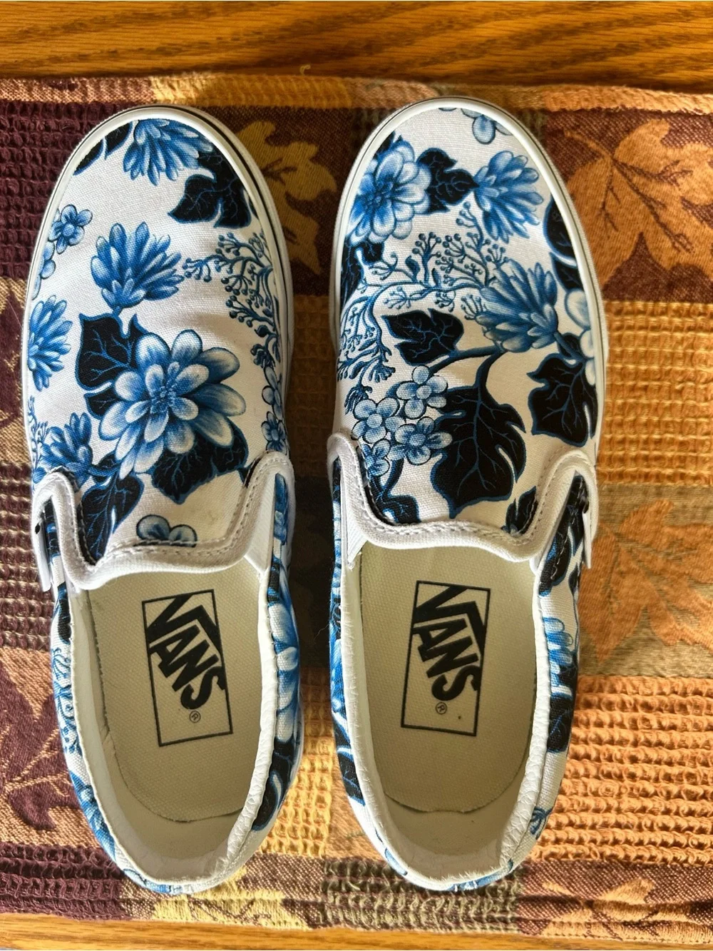 Vans Off The Wall Floral Blue Canvas Shoes - Size 5